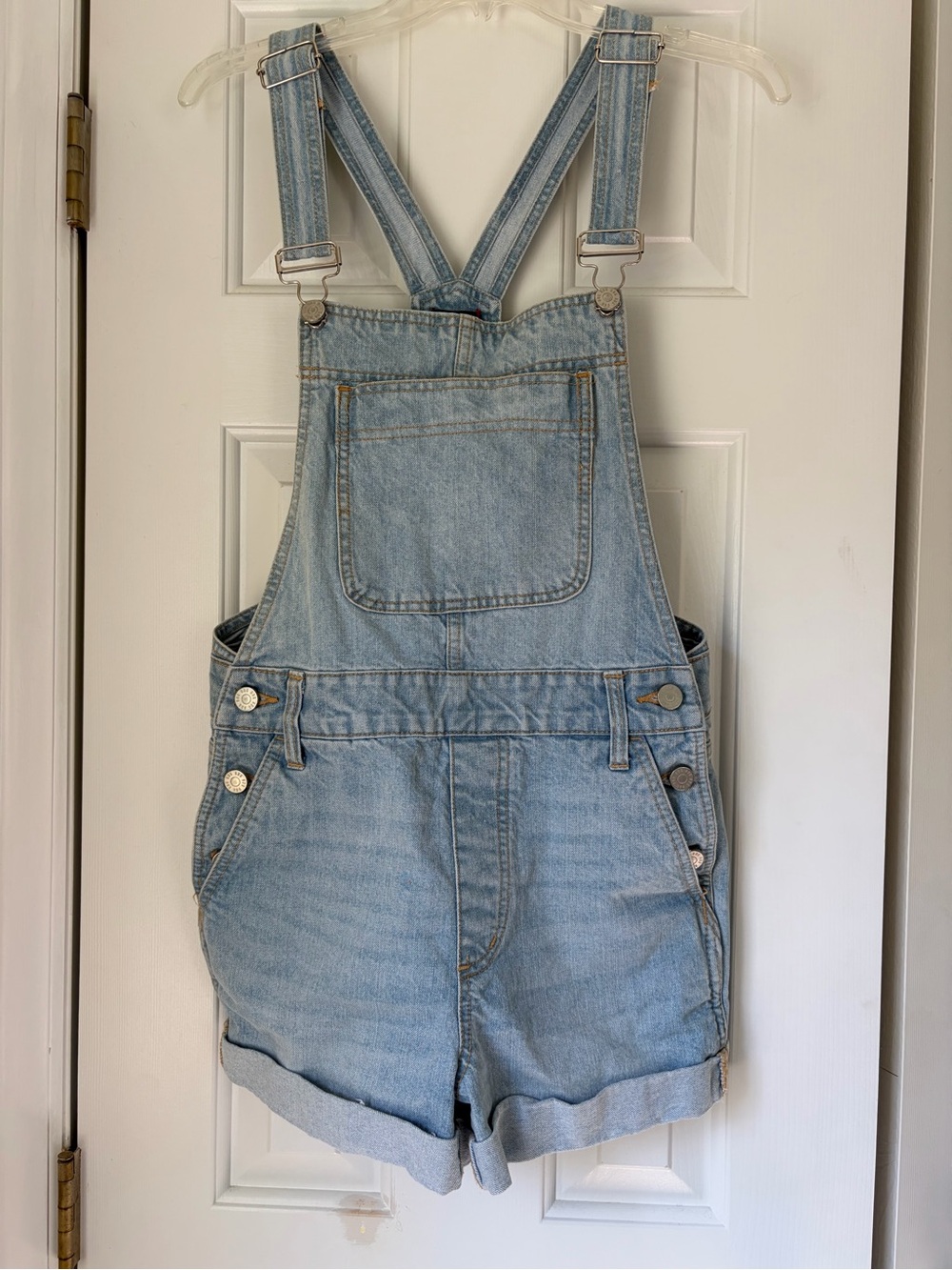 BDG Light Blue Denim Short Overalls